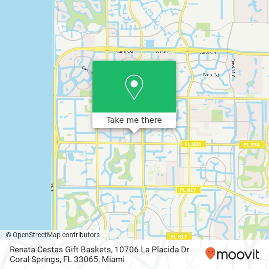 Mapa de Renata Cestas Gift Baskets, 10706 La Placida Dr Coral Springs, FL 33065