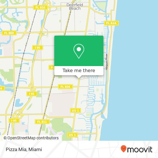 Mapa de Pizza Mia, 3919 N Federal Hwy Pompano Beach, FL 33064