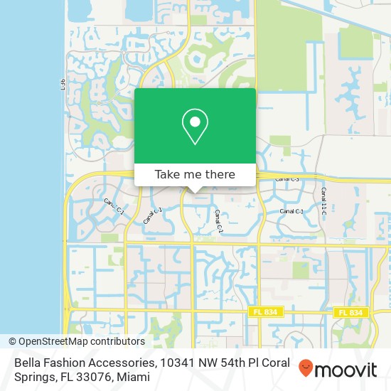 Mapa de Bella Fashion Accessories, 10341 NW 54th Pl Coral Springs, FL 33076