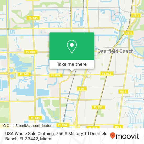 Mapa de USA Whole Sale Clothing, 756 S Military Trl Deerfield Beach, FL 33442