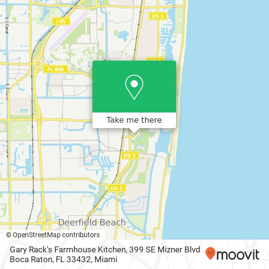 Mapa de Gary Rack's Farmhouse Kitchen, 399 SE Mizner Blvd Boca Raton, FL 33432