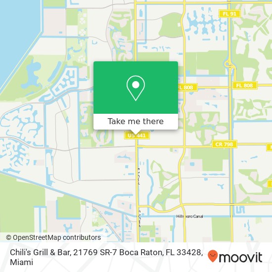Mapa de Chili's Grill & Bar, 21769 SR-7 Boca Raton, FL 33428