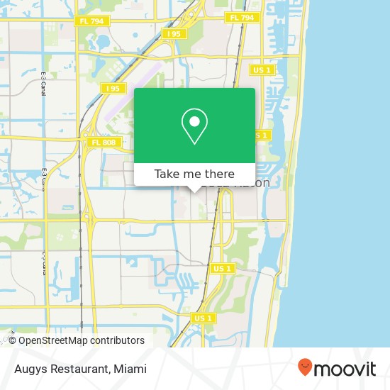 Mapa de Augys Restaurant, 601 NW 3rd Ave Boca Raton, FL 33432