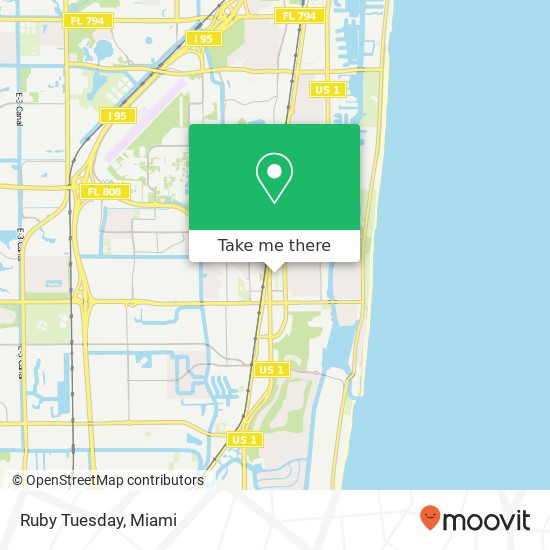 Mapa de Ruby Tuesday, 409 Plaza Real Boca Raton, FL 33432