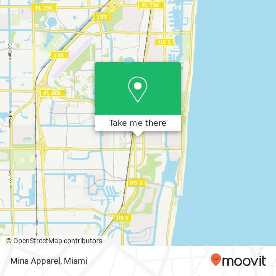 Mapa de Mina Apparel, 339 Plaza Real Boca Raton, FL 33432