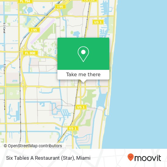 Mapa de Six Tables A Restaurant (Star), 112 NE 2nd St Boca Raton, FL 33432