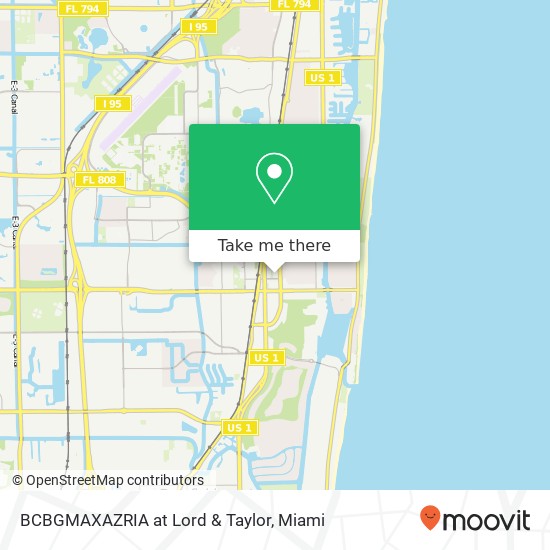 Mapa de BCBGMAXAZRIA at Lord & Taylor, 200 Plaza Real Boca Raton, FL 33432