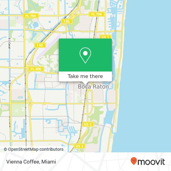 Mapa de Vienna Coffee, 1000 NW 1st Ave Boca Raton, FL 33432