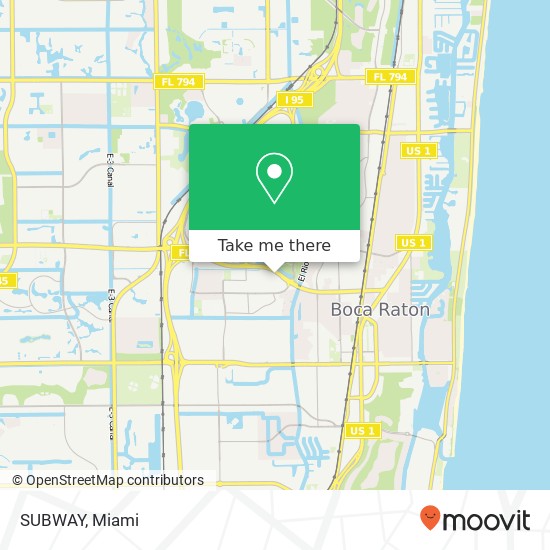 Mapa de SUBWAY, 690 Glades Rd Boca Raton, FL 33431