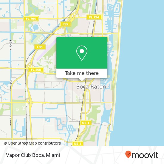 Mapa de Vapor Club Boca, 140 Glades Rd Boca Raton, FL 33432