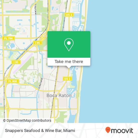 Mapa de Snappers Seafood & Wine Bar, 2700 N Federal Hwy Boca Raton, FL 33431