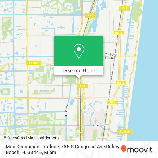 Mapa de Mac Khashman Produce, 785 S Congress Ave Delray Beach, FL 33445