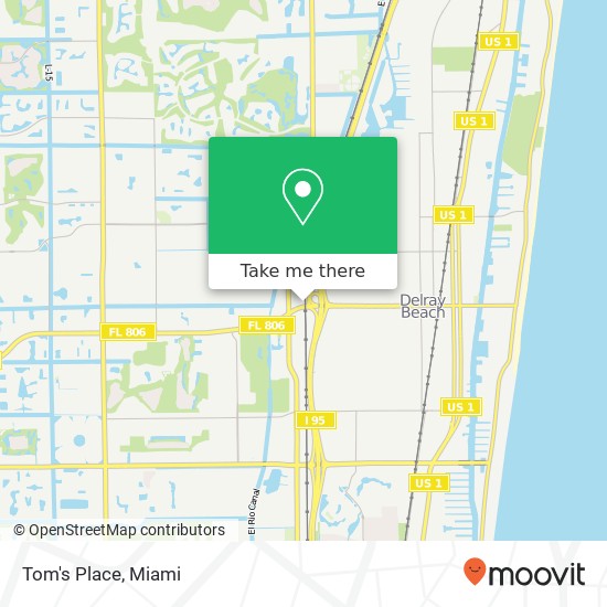 Mapa de Tom's Place, 1701 W Atlantic Ave Delray Beach, FL 33444