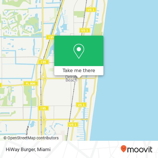 Mapa de HiWay Burger, 12 SE 5th Ave Delray Beach, FL 33483