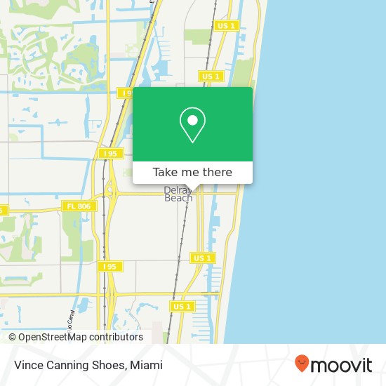 Mapa de Vince Canning Shoes, 335 E Atlantic Ave Delray Beach, FL 33483