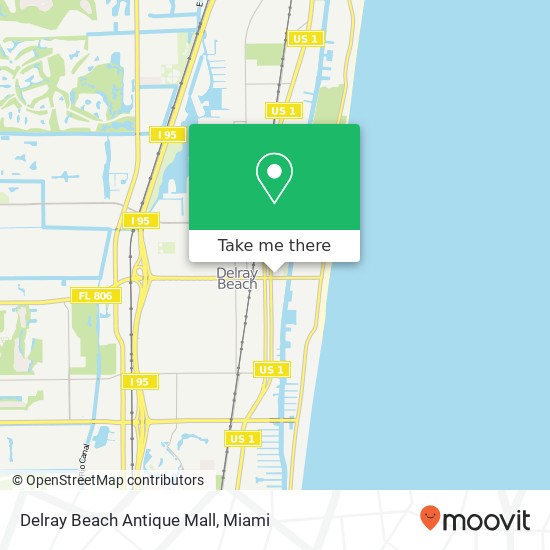 Mapa de Delray Beach Antique Mall, 645 E Atlantic Ave Delray Beach, FL 33483