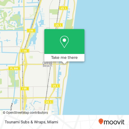 Mapa de Tsunami Subs & Wraps, 1130 E Atlantic Ave Delray Beach, FL 33483