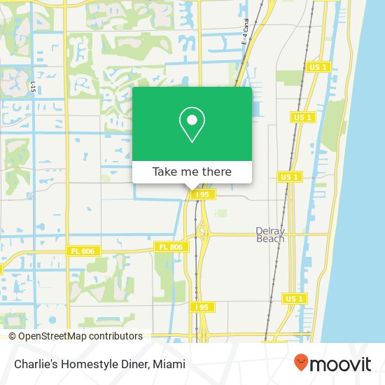 Mapa de Charlie's Homestyle Diner, 601 N Congress Ave Delray Beach, FL 33445