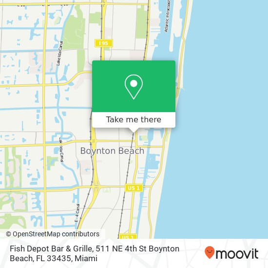 Mapa de Fish Depot Bar & Grille, 511 NE 4th St Boynton Beach, FL 33435