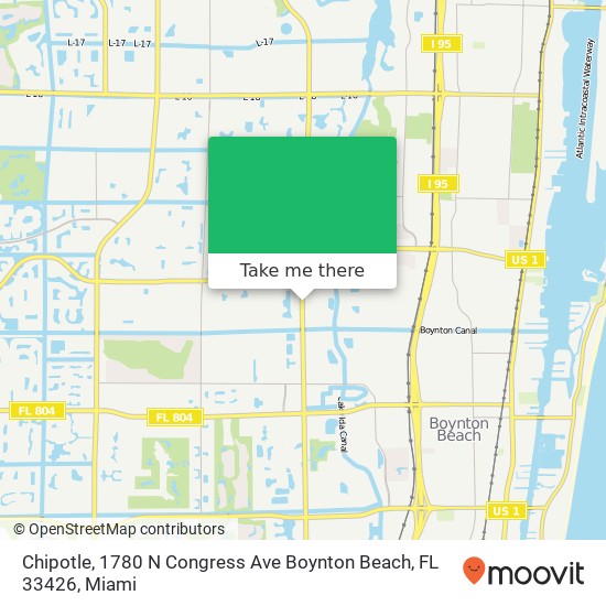 Mapa de Chipotle, 1780 N Congress Ave Boynton Beach, FL 33426