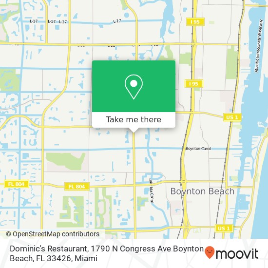 Mapa de Dominic's Restaurant, 1790 N Congress Ave Boynton Beach, FL 33426
