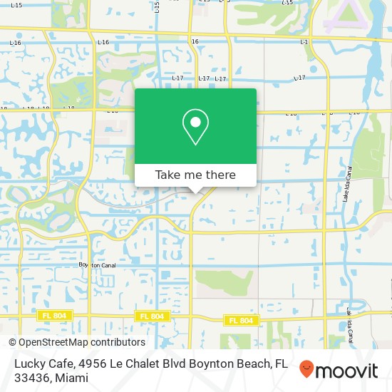 Mapa de Lucky Cafe, 4956 Le Chalet Blvd Boynton Beach, FL 33436