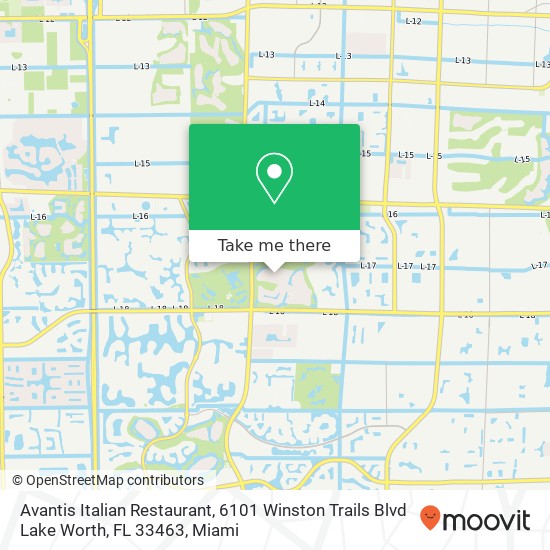 Mapa de Avantis Italian Restaurant, 6101 Winston Trails Blvd Lake Worth, FL 33463