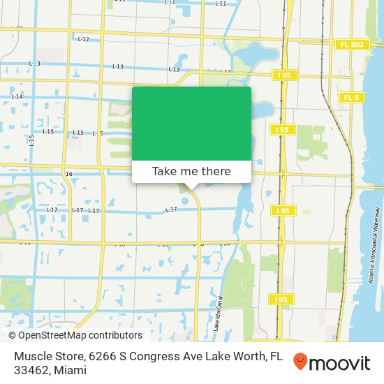 Mapa de Muscle Store, 6266 S Congress Ave Lake Worth, FL 33462