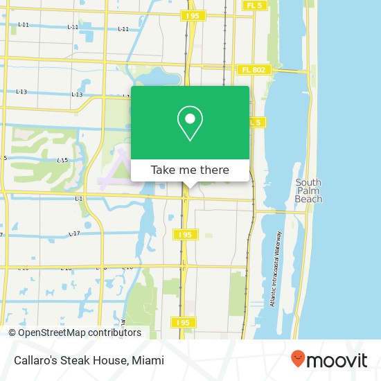 Mapa de Callaro's Steak House, 607 Ridge Rd Lantana, FL 33462