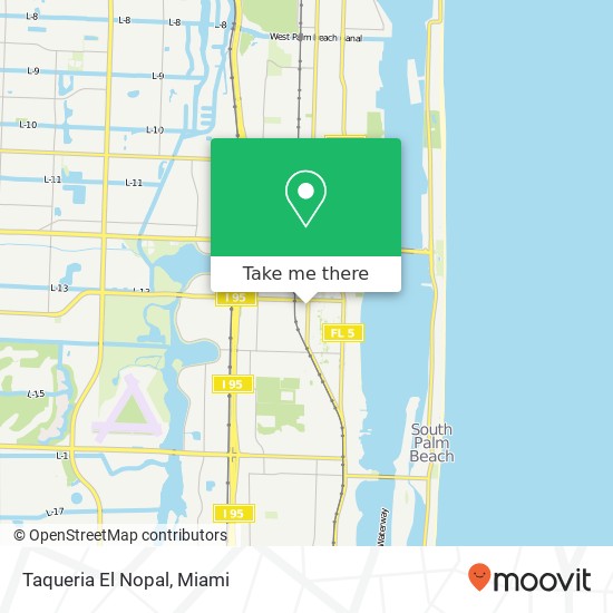 Mapa de Taqueria El Nopal, 625 S Dixie Hwy Lake Worth, FL 33460