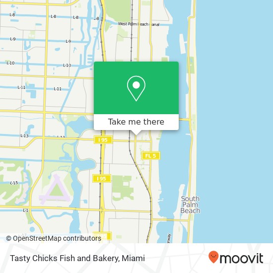 Mapa de Tasty Chicks Fish and Bakery, 430 S Dixie Hwy Lake Worth, FL 33460