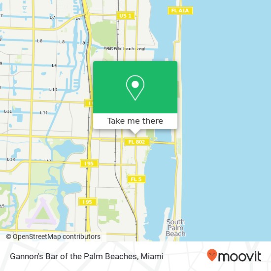 Mapa de Gannon's Bar of the Palm Beaches
