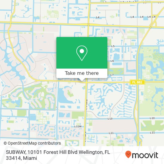 Mapa de SUBWAY, 10101 Forest Hill Blvd Wellington, FL 33414