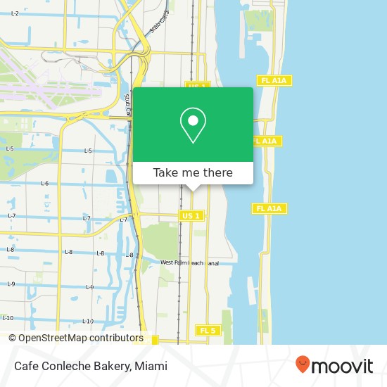 Mapa de Cafe Conleche Bakery, 6108 S Dixie Hwy West Palm Beach, FL 33405