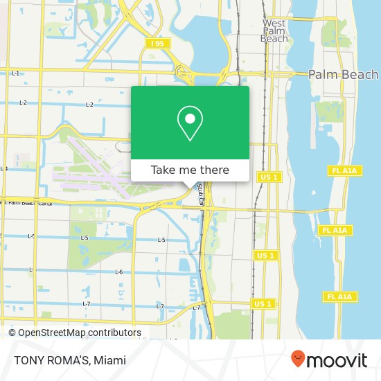 Mapa de TONY ROMA'S, 150 Australian Ave West Palm Beach, FL 33406