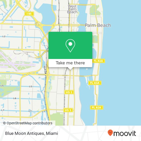 Mapa de Blue Moon Antiques, 3620 S Dixie Hwy West Palm Beach, FL 33405