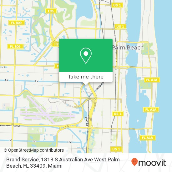 Mapa de Brand Service, 1818 S Australian Ave West Palm Beach, FL 33409