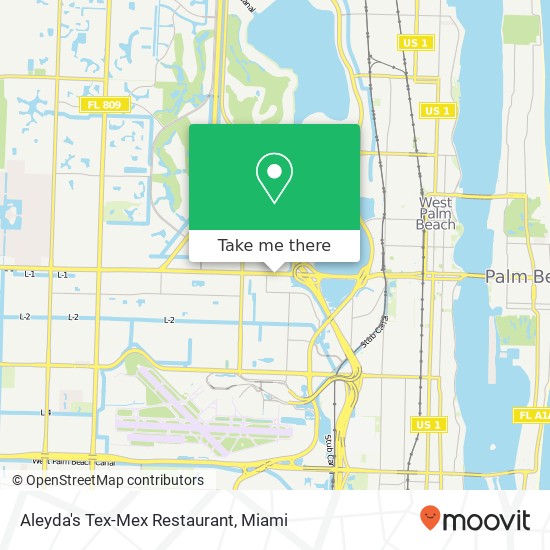 Mapa de Aleyda's Tex-Mex Restaurant, 1890 Okeechobee Blvd West Palm Beach, FL 33409