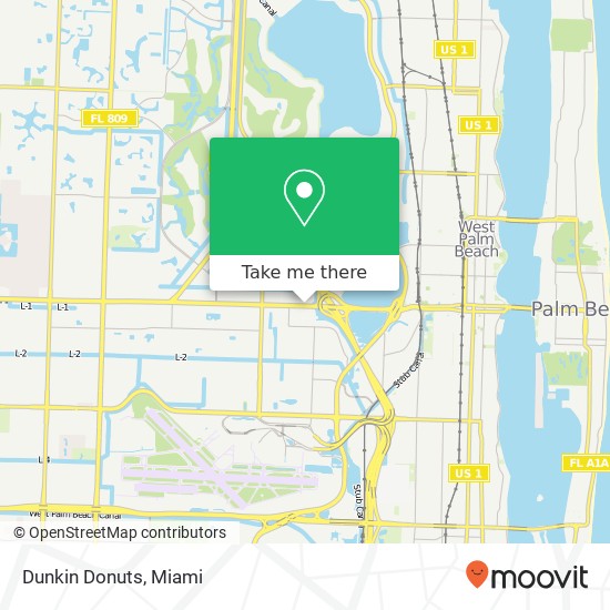 Mapa de Dunkin Donuts, 1921 Okeechobee Blvd West Palm Beach, FL 33409