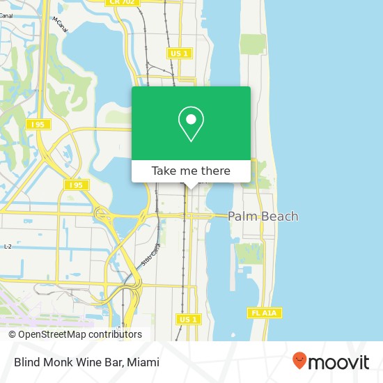 Mapa de Blind Monk Wine Bar, 410 Evernia St West Palm Beach, FL 33401