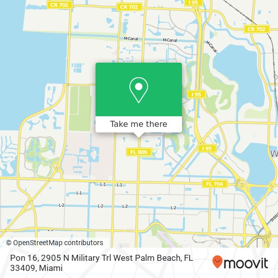 Mapa de Pon 16, 2905 N Military Trl West Palm Beach, FL 33409