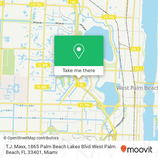 Mapa de T.J. Maxx, 1865 Palm Beach Lakes Blvd West Palm Beach, FL 33401