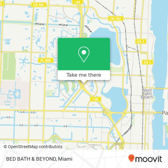 Mapa de BED BATH & BEYOND, 1875 Palm Beach Lakes Blvd West Palm Beach, FL 33401