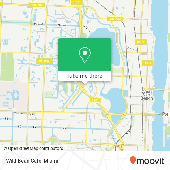 Mapa de Wild Bean Cafe, 1840 Palm Beach Lakes Blvd West Palm Beach, FL 33401