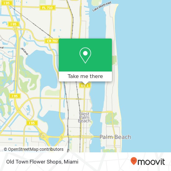 Mapa de Old Town Flower Shops, 1930 N Dixie Hwy West Palm Beach, FL 33407