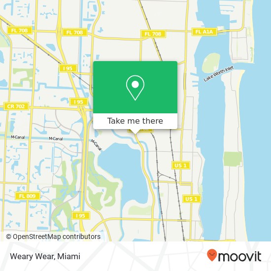Mapa de Weary Wear, 4349 N Australian Ave West Palm Beach, FL 33407