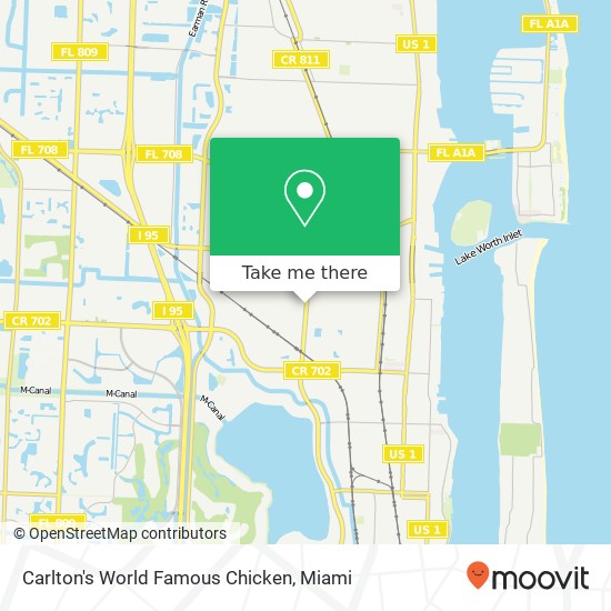 Mapa de Carlton's World Famous Chicken, 5701 N Australian Ave West Palm Beach, FL 33407