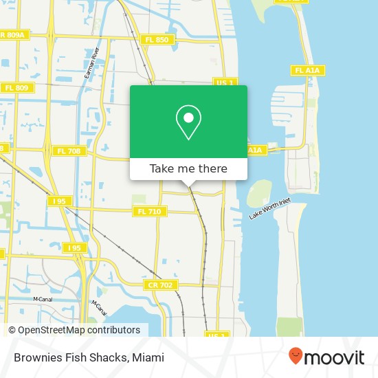 Mapa de Brownies Fish Shacks, 1335 Old Dixie Hwy Riviera Beach, FL 33404