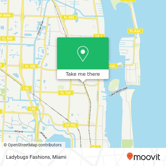 Mapa de Ladybugs Fashions, 1335 Old Dixie Hwy Riviera Beach, FL 33404