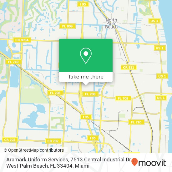 Mapa de Aramark Uniform Services, 7513 Central Industrial Dr West Palm Beach, FL 33404